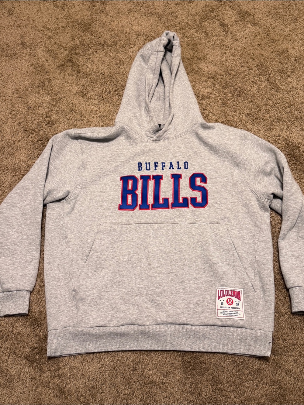 Buffalo Bills Lululemon Hoodie Adult Small Gray Pullover Long Sleeve NFL Logo